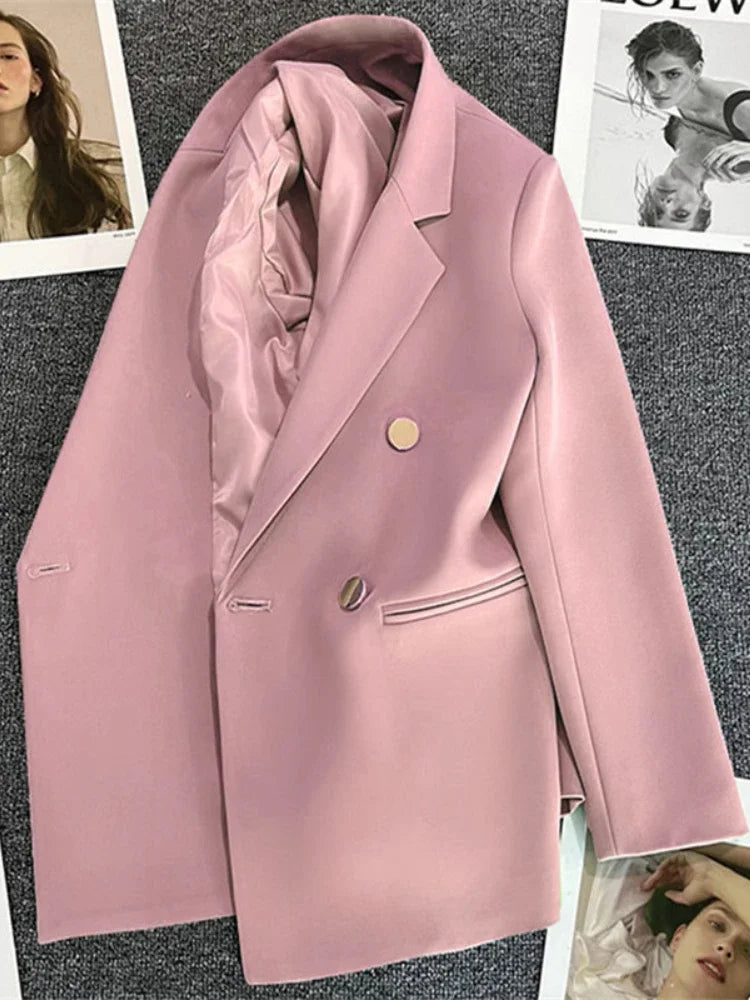 Women Suit Blazer Elegant Coat 2025 Spring Autumn Fashion Korean Blazer Luxury Double Breasted Jacket Solid Ladies Tops Clothes LadyShow.Store