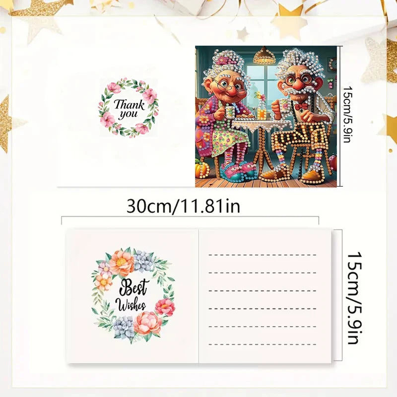 6-Piece/Set DIY Diamond Painting Kit Birthday Card Kit, Unique Flower Pattern Design, Rhinestone Diamond Painting Art Mosaic Pos Pi-Mart