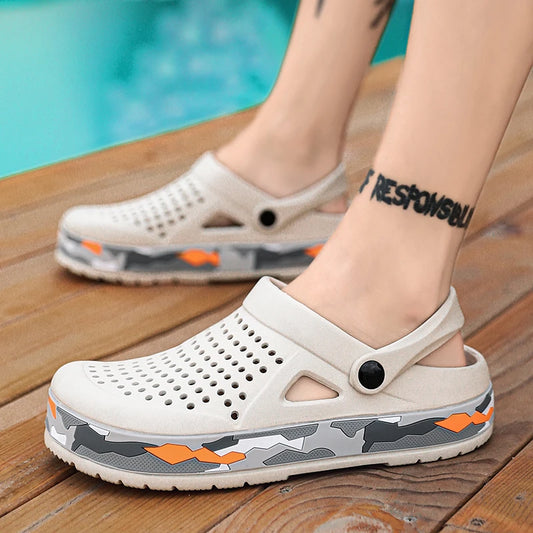 Men's summer casual hole shoes non slip lightweight breathable Two wearing men's sandals fashion comfort beach shoes slippers Pi-Mart