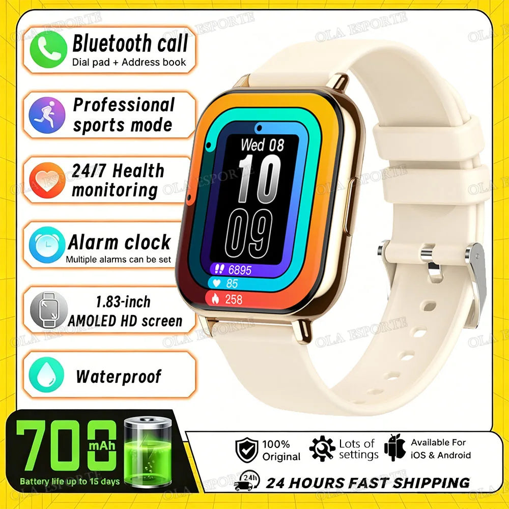 2026 Upgraded Smart Watch Heart Rate Blood Oxygen/Pressure Sleep Monitoring Bluetooth Call Voice Assistant Sport Mode Smartwatch LadyShow.Store