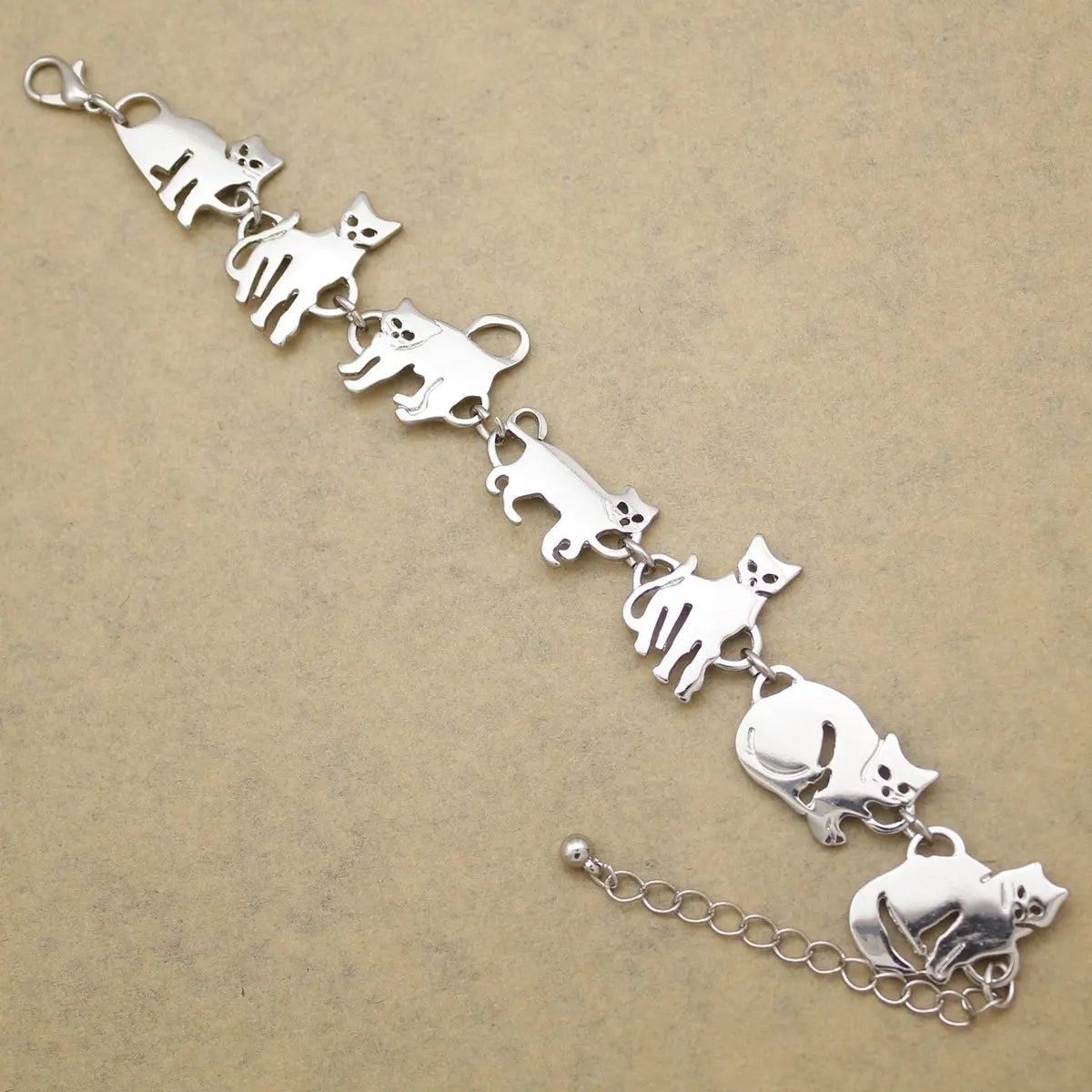 Clearance_Cat Pendant Charm Chain Link Bracelets For Women Cowgirl Cuff Bangles Fashion Jewelry Egyptian Bastet Pulseira Accesso Pi-Mart