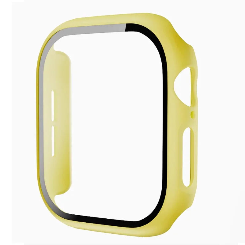 Tempered Glass+Case For Apple Watch 38-40mm 41mm 42mm 44mm 45mm 46mm Screen Protector Protective Cover iWatch 11 10 8 7 9 6 SE 5 LadyShow.Store
