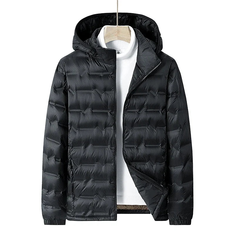Men Winter New Down Jacket Men Hooded Waterproof Windproof Puffer Jacket Detachable Hat Coat Casual Lightweight Down Jacket Male LadyShow.Store