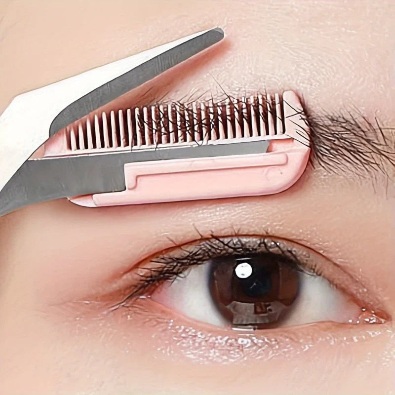 Stainless Steel Built-in Eyebrow Scissors + 1 Crescent Eyebrow Razor. Specially designed for women. Exquisite craftsmanship & durable material, easy to use and suitable for both left and right hands. An ideal gift for makeup lovers. Tri Light Beauty