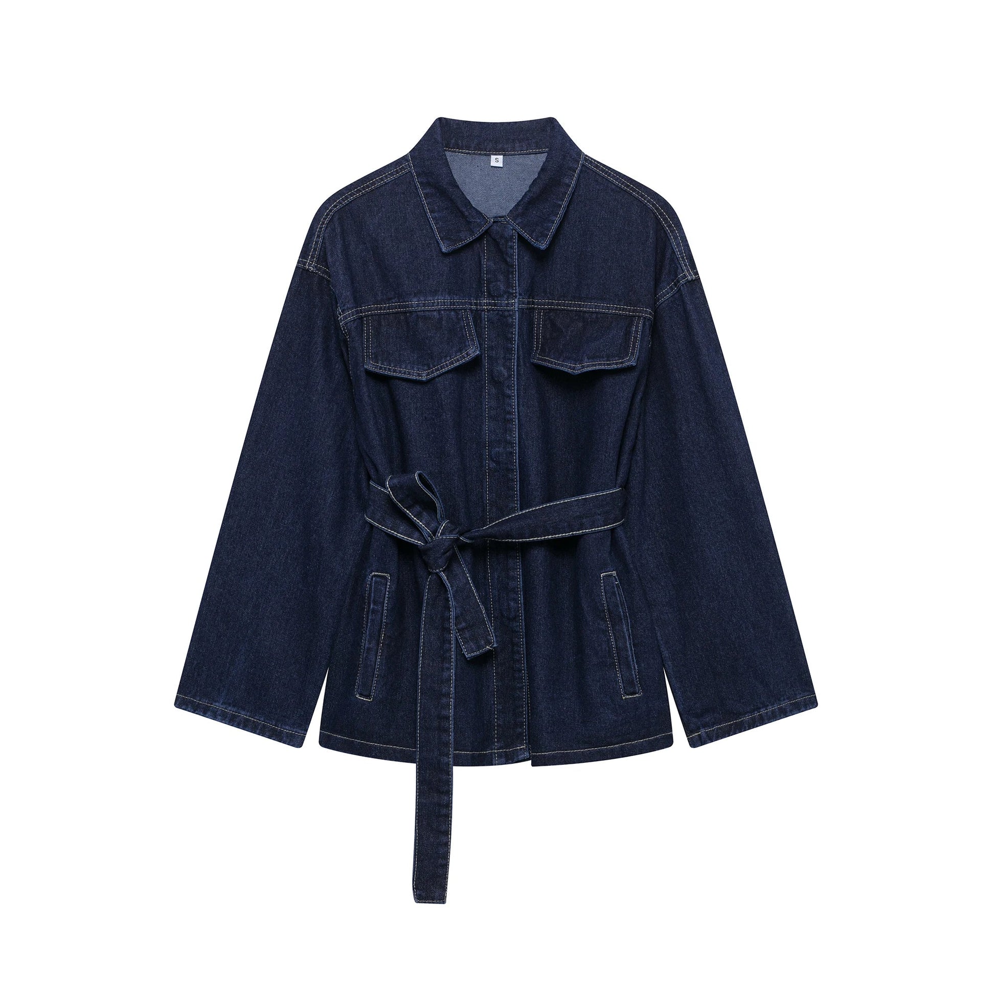 DUOPERI Women Fashion 2 Pieces Sets With Belt Denim  Jackets & Vintage Front Zipper Jeans Trousers Feamle Chic Lady Pants Sets LadyShow.Store
