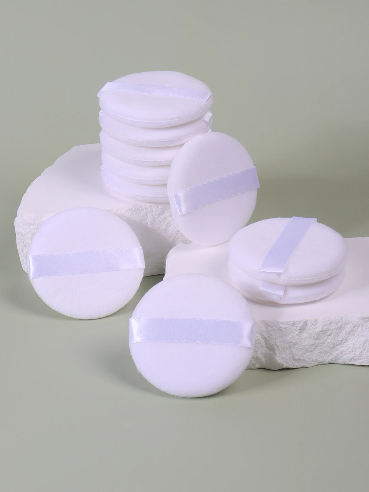 2-5-10-20Pcs Portable and Practical High-Grade White Round Powder Puff for Base and Fixing Makeup Pi-Mart