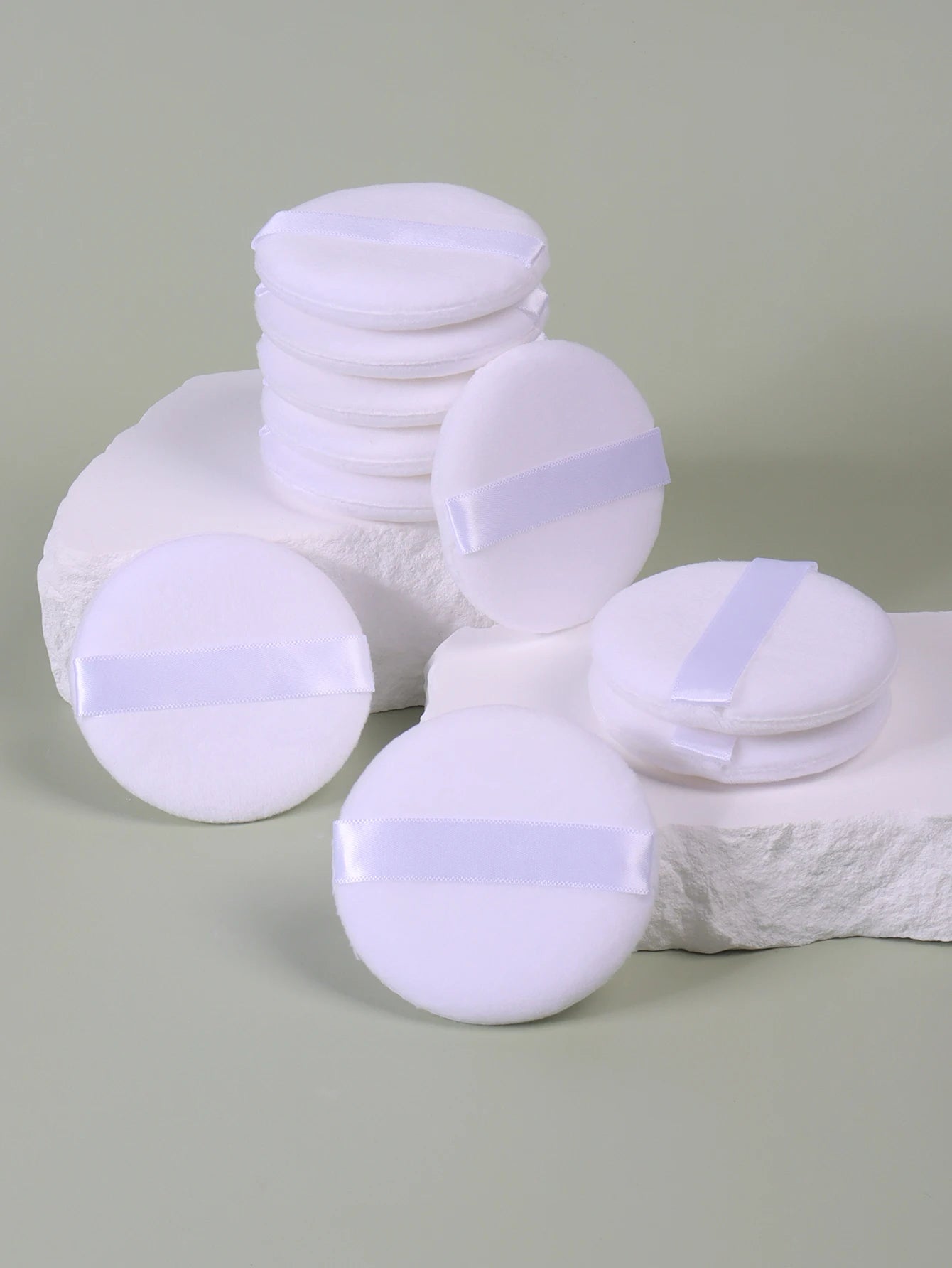 2-5-10-20Pcs Portable and Practical High-Grade White Round Powder Puff for Base and Fixing Makeup Pi-Mart