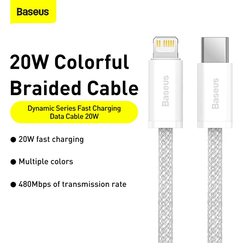 Baseus USB C Cable For IPhone 14 13 12 11 Pro Max Xs Plus 20W 30W Fast Charging Cable Type C Data Wire For ipad Macbook Pi-Mart