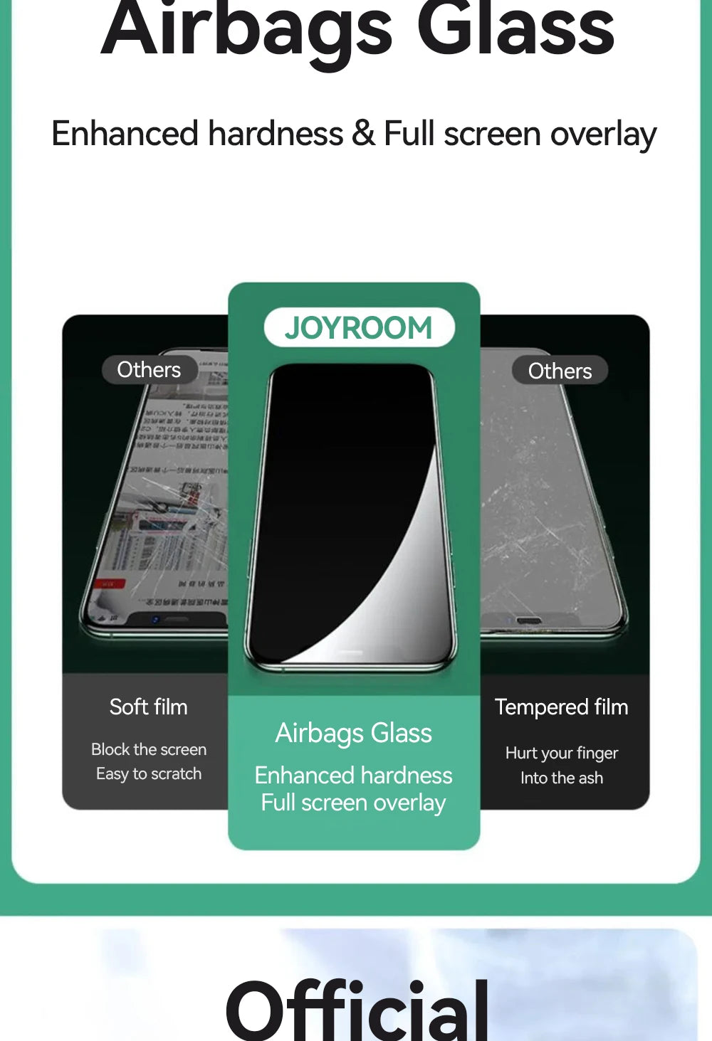 Joyroom 3/2/1PCS HD Glass For iPhone 18 17 16 15 Pro Max Screen Protector Full Screen Glass Protection For iPhone 18 17 16 15Pro Pi-Mart