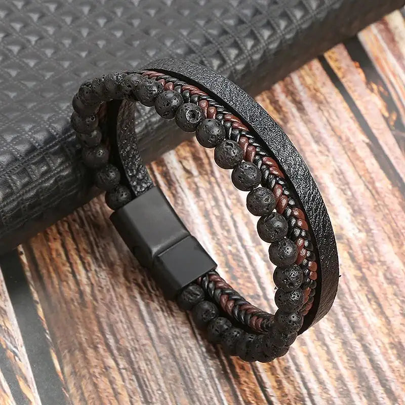 Classic Men's Leather Bracelet New Style Hand-woven Multi-layer Combination Accessory Fashion Man Jewelry Wholesale Dropshipping Pi-Mart