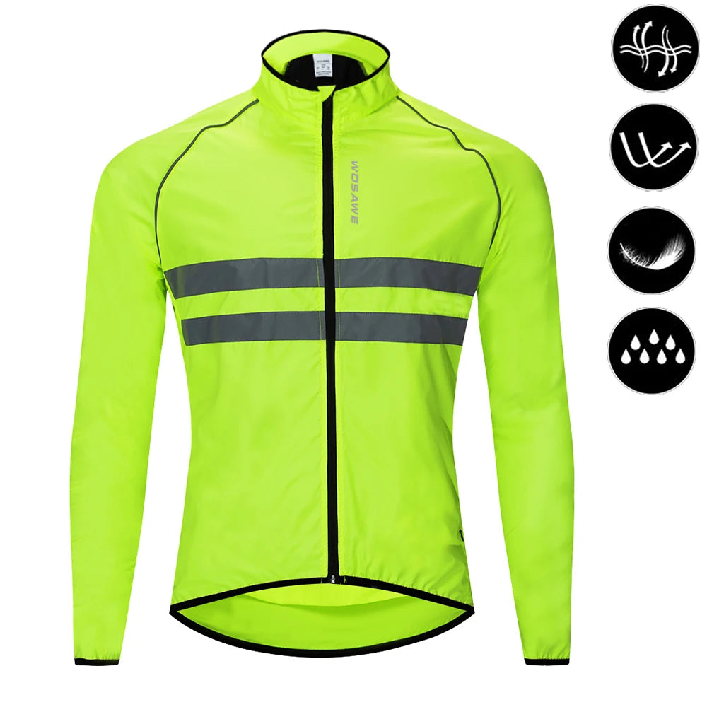 WOSAWE Men Cycling Windbreaker MTB Bicycle Long Sleeve Coat Water Resistant Outdoor Sport Jersey Bike Jacket Cycling Clothing Pi-Mart
