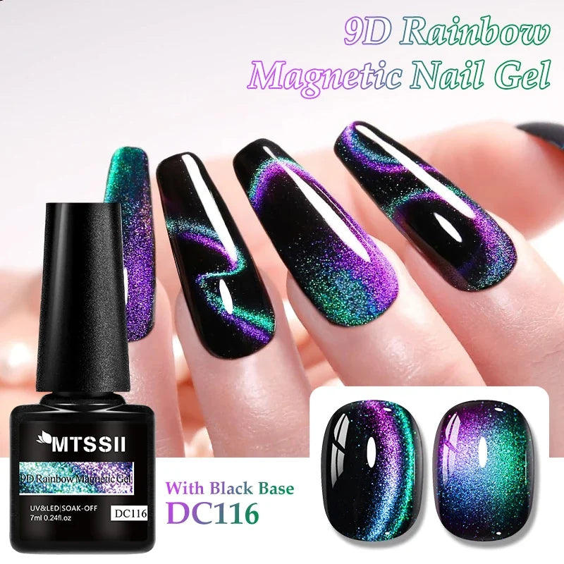 9D Rainbow Cat Magnetic Gel Nail Polish Chameleon Galaxy Effect Magnetic Semi Permanent Soak Off UV Gel Varnish Nail Supplies Tri Light Beauty