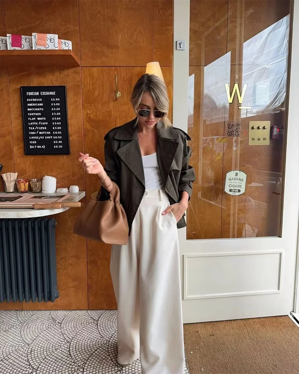 Ladies Vintage Cropped Trench Spring Autumn Jacket Women Streetwear Double Breasted Long Sleeve Top Female Chic Coat Outfits LadyShow.Store