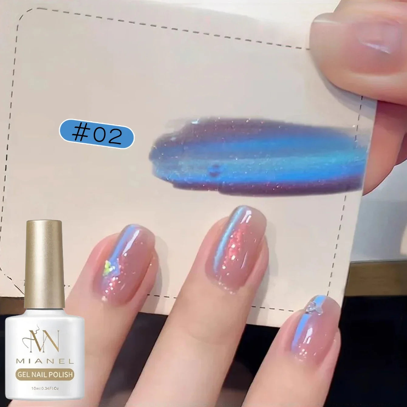 MIANEL Blue Tears Cat Eye Nail Polish Unique Blue Color and Magnetic Powder Create a Dreamy and Romantic Blue Nail Art Effect Tri Light Beauty