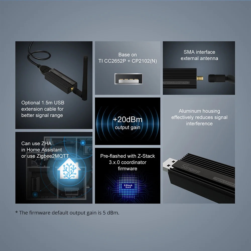 SONOFF ZB Dongle-P Zigbee 3.0 USB Dongle Plus Universal Zigbee Gateway Support via ZHA or Zigbee2MQTT Sonoff Zigbee Series Pi-Mart
