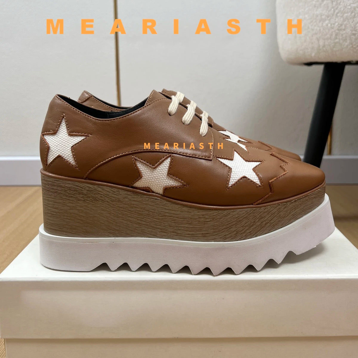Women Walking Sneakers Autumn Lace-up High Platform Chunky Shoes Breathable Leather Shoes 8.5CM Winter Wedge Heels Casual Shoes Pi-Mart