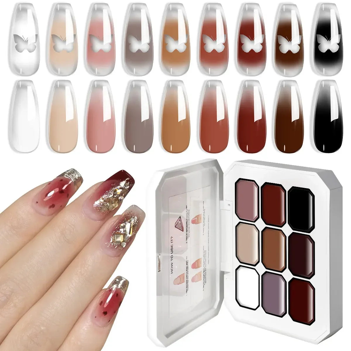 LIMEGIRL 7in1 Nail Gradient Painting Gel Long-lasting Nail Gel Polish Hybrid Color Nail Art Design High Texture Gradient Gel Tri Light Beauty