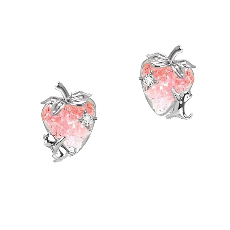 MASW Original Design Elegant Temperament Pink Strawberry Pendant Necklace For Women Wedding Gifts Modern Jewelry Accessories Pi-Mart