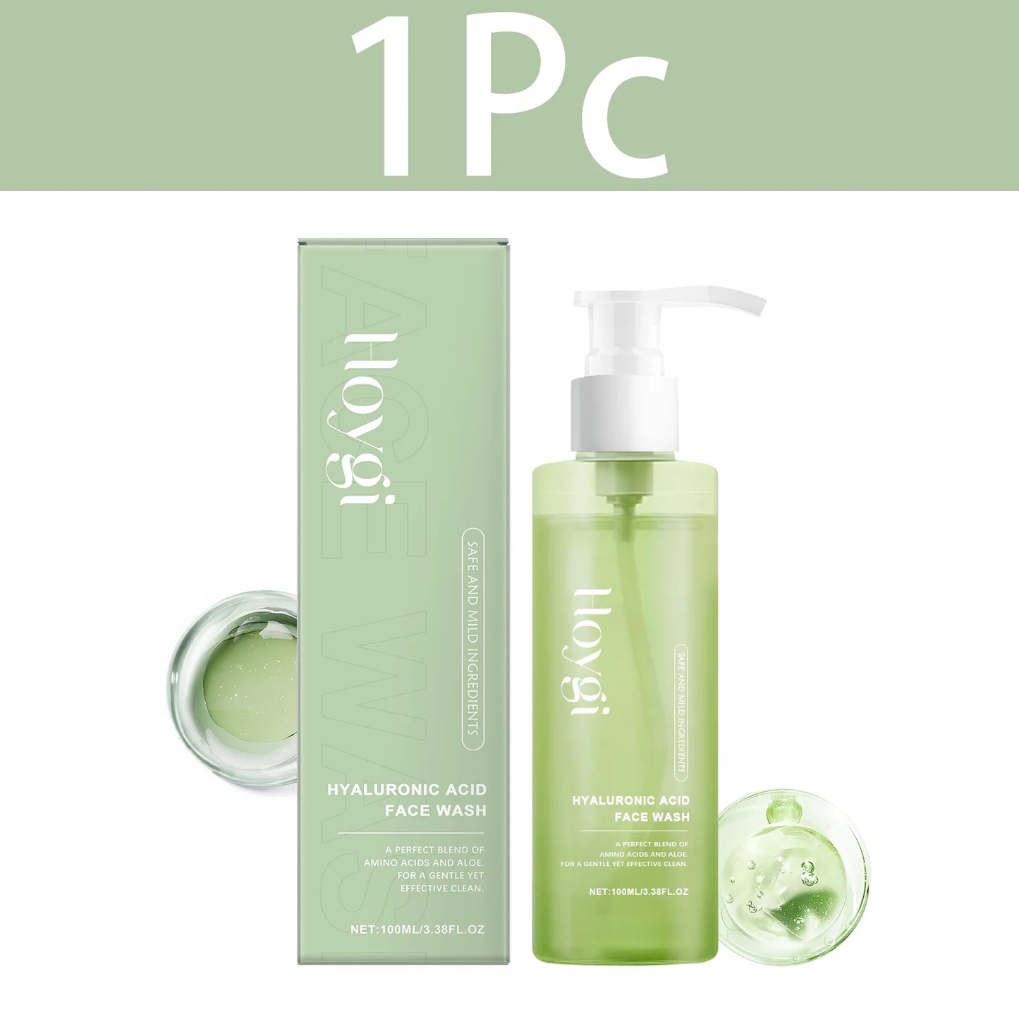 HOYGI Hyaluronic Acid Cleanser Oil Control Blackhead Remover Facial Skin Pore Cleansing Gel Brightening Exfoliating Face Wash Pi-Mart