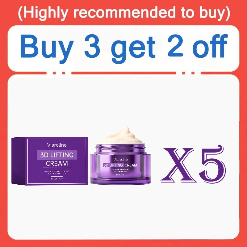 Viareline 3D Lifting Cream, Face & Neck Firming Moisturizer, Improve Skin Elasticity Anti-Aging Daily Facial Cream 50g Pi-Mart