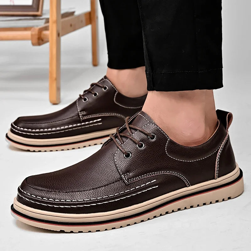 Leather Men Oxfords Shoes Handmade Italian Mens Casual Shoes  Brand Leisure Male Loafers Pi-Mart