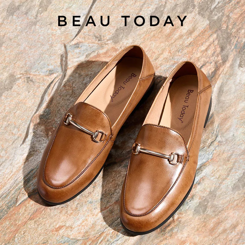 BEAUTODAY Dress Shoes Women Loafers Cow Leather Sheepskin Rubber Formal Business Suit Ladies 2025 Spring Autumn Handmade 27171 LadyShow.Store