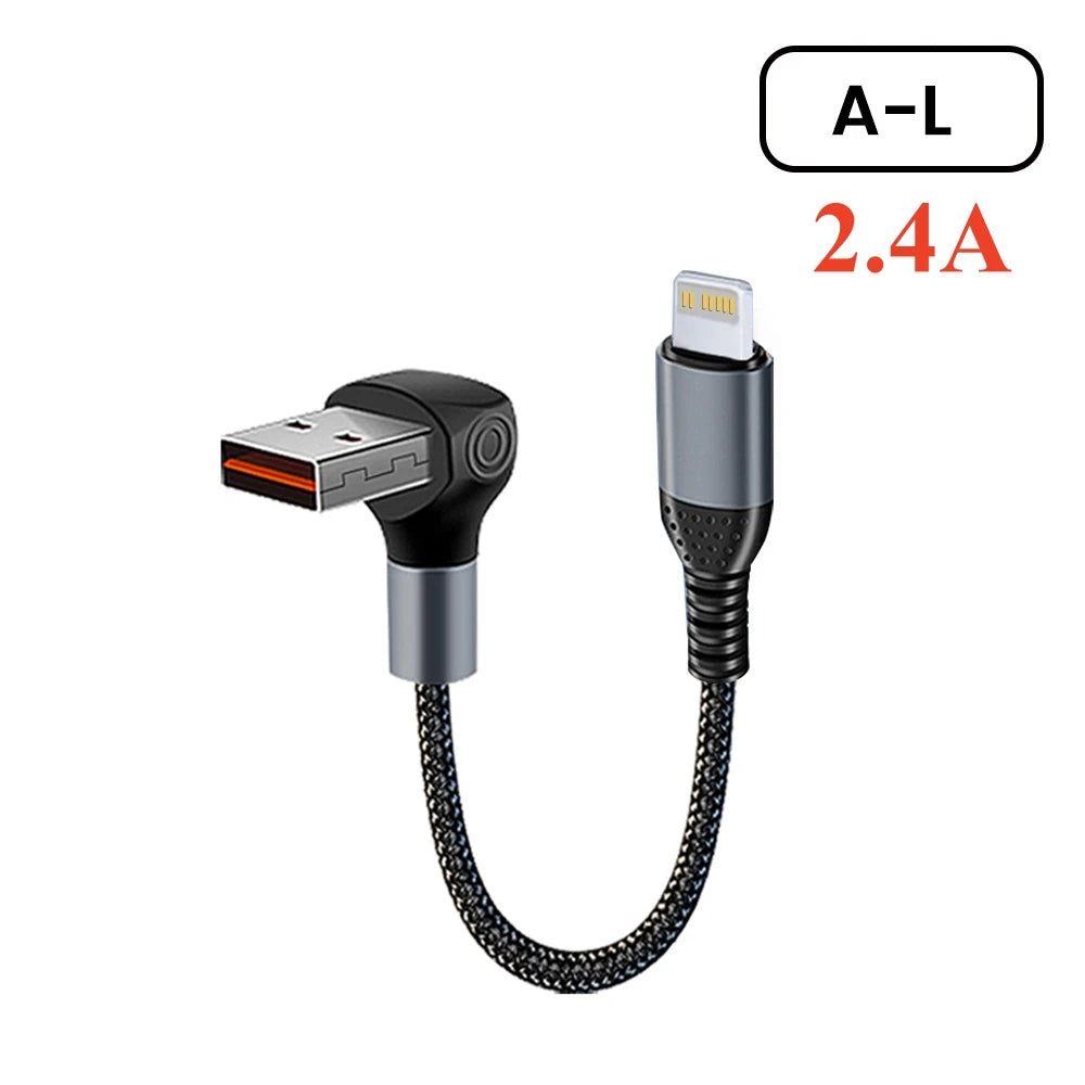 Crouch 90 Degree Short Cable USB Type C To Type C 6A 66W Fast Charge 25CM 50CM Power Bank USB C Cable For iphone Huawei Xiaomi Pi-Mart