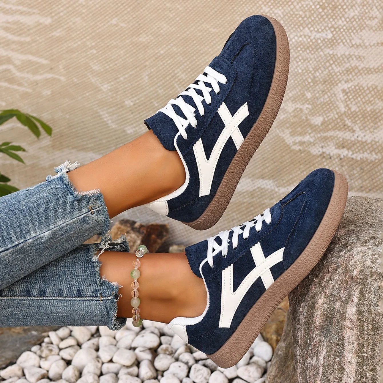 Women Sneakers 2026 Fashion Casual Flats Vulcanize Shoes Round Toe Lace Up Comfortable Flat Shoes for Women Zapatos De Mujer Pi-Mart