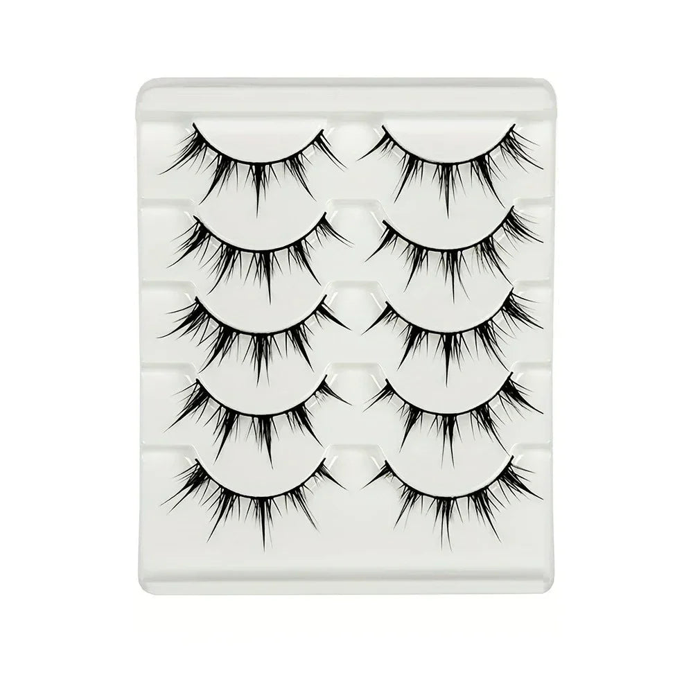 Anime-Inspired False Eyelashes, 5 Pairs Cartoon Eye Faux Lashes, Dramatic Look Demon Style, Volumizing & Lengthening LadyShow.Store
