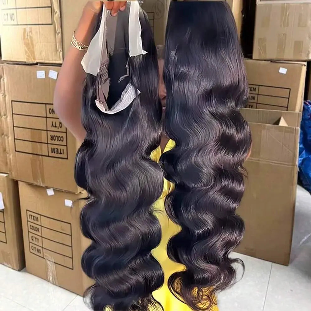 40 42 Inch Body Wave Human Hair Wigs 250% Density 13x6 HD Lace Front Human Hair Wig 5x5 Gluless Lace Closure Wig Preplucked LadyShow.Store