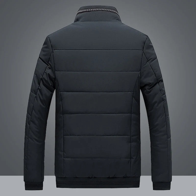 Puffer Jacket Mens Fleece Lined Thick Parkas Stand Collar Jacket Men's Coat Winter Warm Thick Coat Quilted Padded Jacket Outwear LadyShow.Store