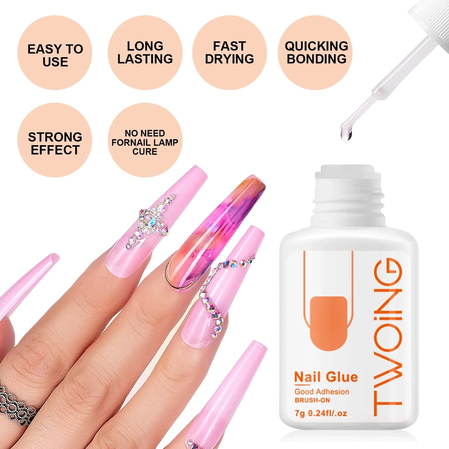 5pcs/2pcs 7g Super Strong Nail Glue For False Nail Tips, Acrylic Nails,Press OnNails,Fake Nails Art Decoration Lasting Adhesion Tri Light Beauty