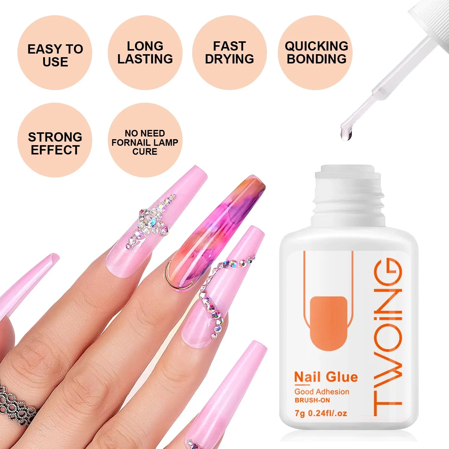 5pcs/2pcs 7g Super Strong Nail Glue For False Nail Tips, Acrylic Nails,Press OnNails,Fake Nails Art Decoration Lasting Adhesion Tri Light Beauty