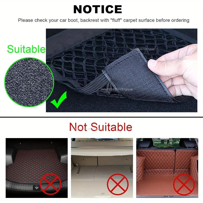 Car Storage Net Stretchable Mesh Pocket Net Magic Elastic Sticker Universal Rear Mesh Trunk Seat Bag Pocket Cage Auto Organizer Pi-Mart