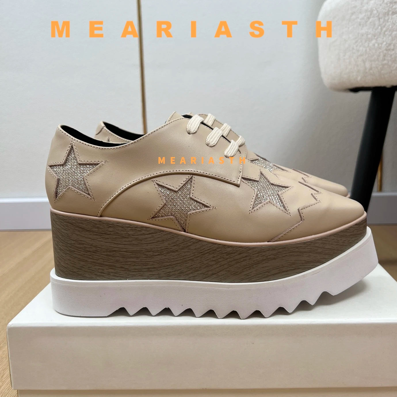 Women Walking Sneakers Autumn Lace-up High Platform Chunky Shoes Breathable Leather Shoes 8.5CM Winter Wedge Heels Casual Shoes Pi-Mart