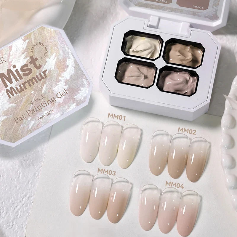 UR SUGAR 4 IN1 Pat Painting Gel Nail 4 Colors Gradient Painting Gel Nail Art Semi Permanent Soak Off UV Nails Used For Gel DIY Tri Light Beauty
