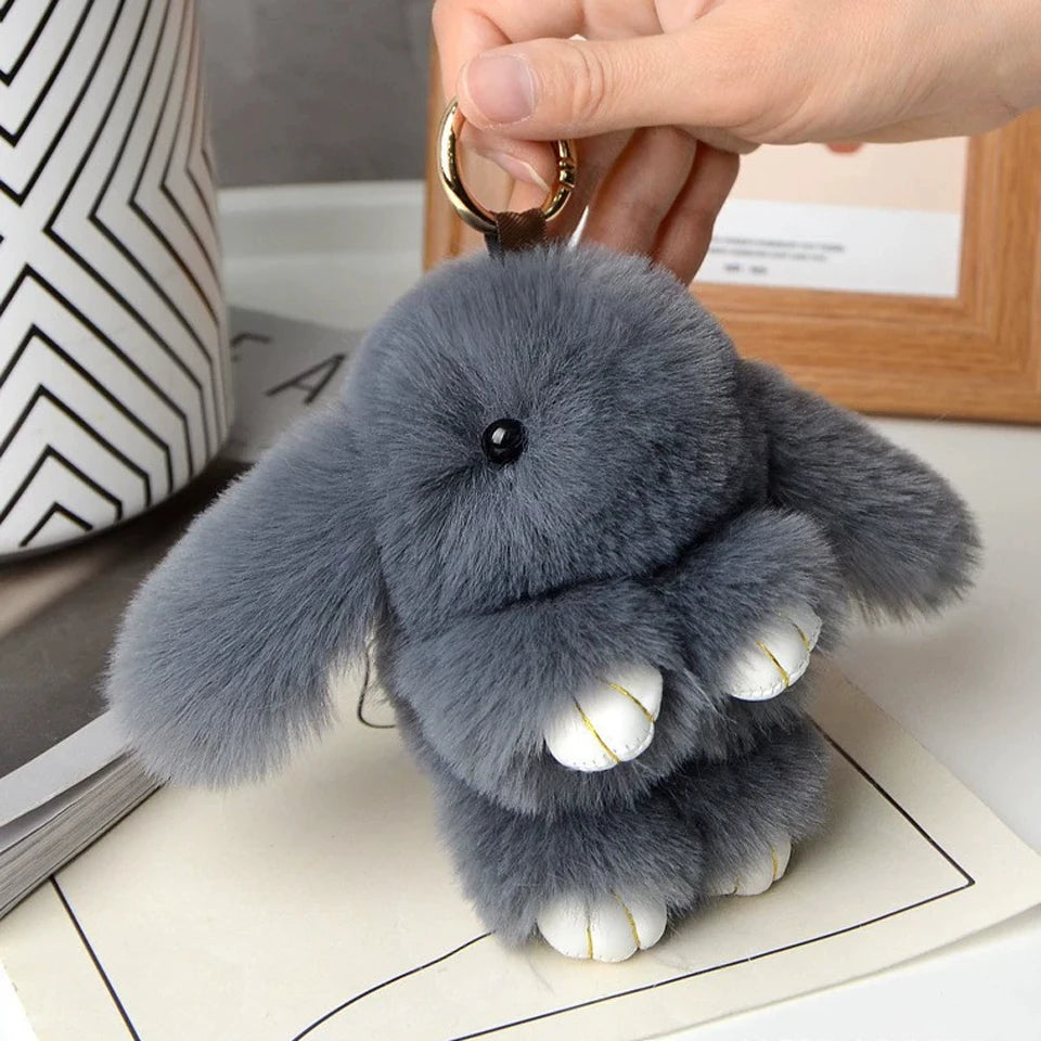 15cm Women's Rabbit Fur Keychain Bag Car Pendant Jewelry Decoration Fashionable Accessory for Bags And Gifts Pi-Mart