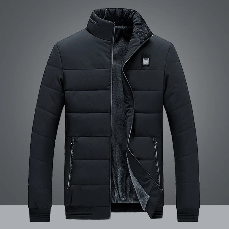 Puffer Jacket Mens Fleece Lined Thick Parkas Stand Collar Jacket Men's Coat Winter Warm Thick Coat Quilted Padded Jacket Outwear LadyShow.Store