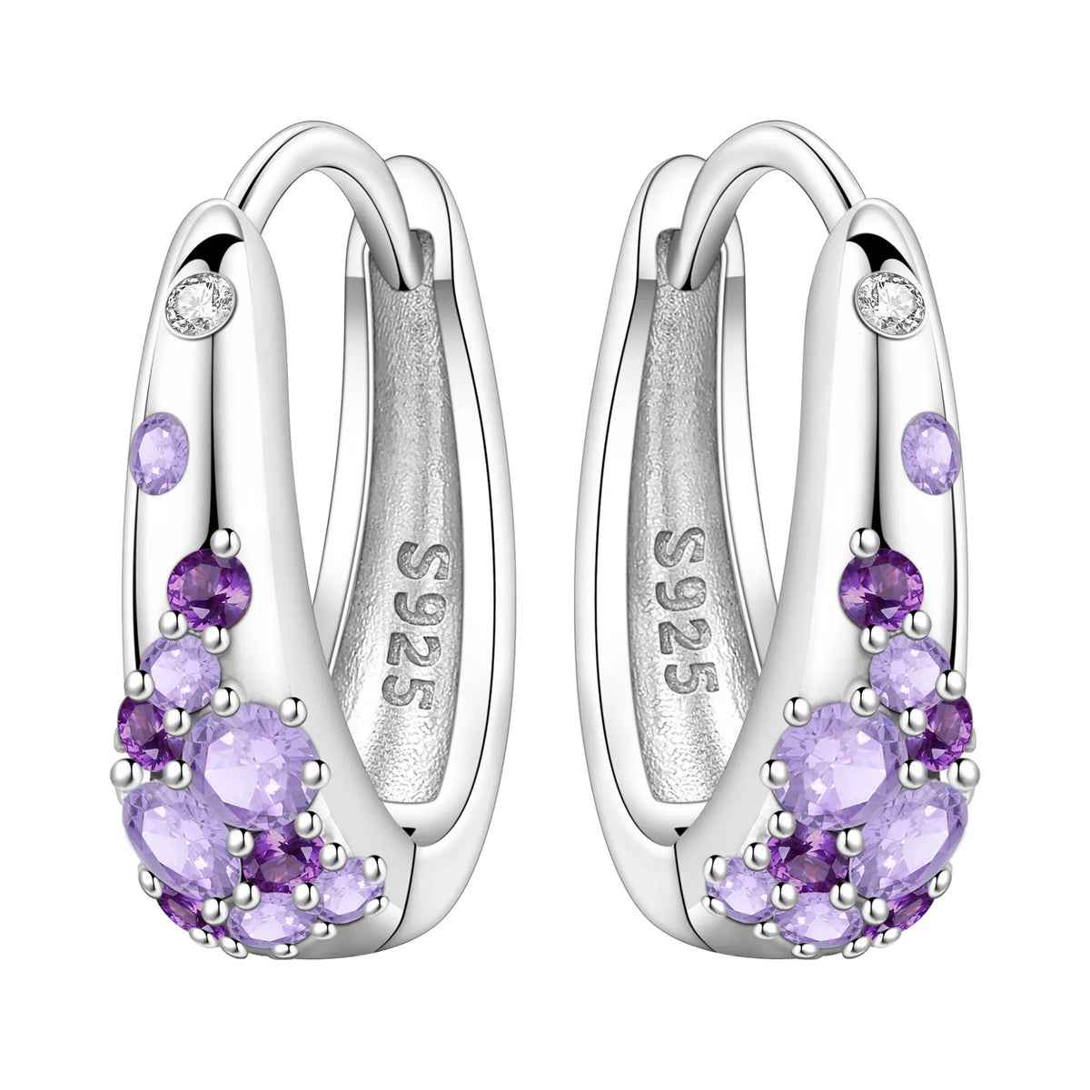 PANPOKI S925 Sterling Silver Purple Zircon Series Earrings Hoop Earrings For Women Jewelry Original Party Trendy Gifts Pi-Mart
