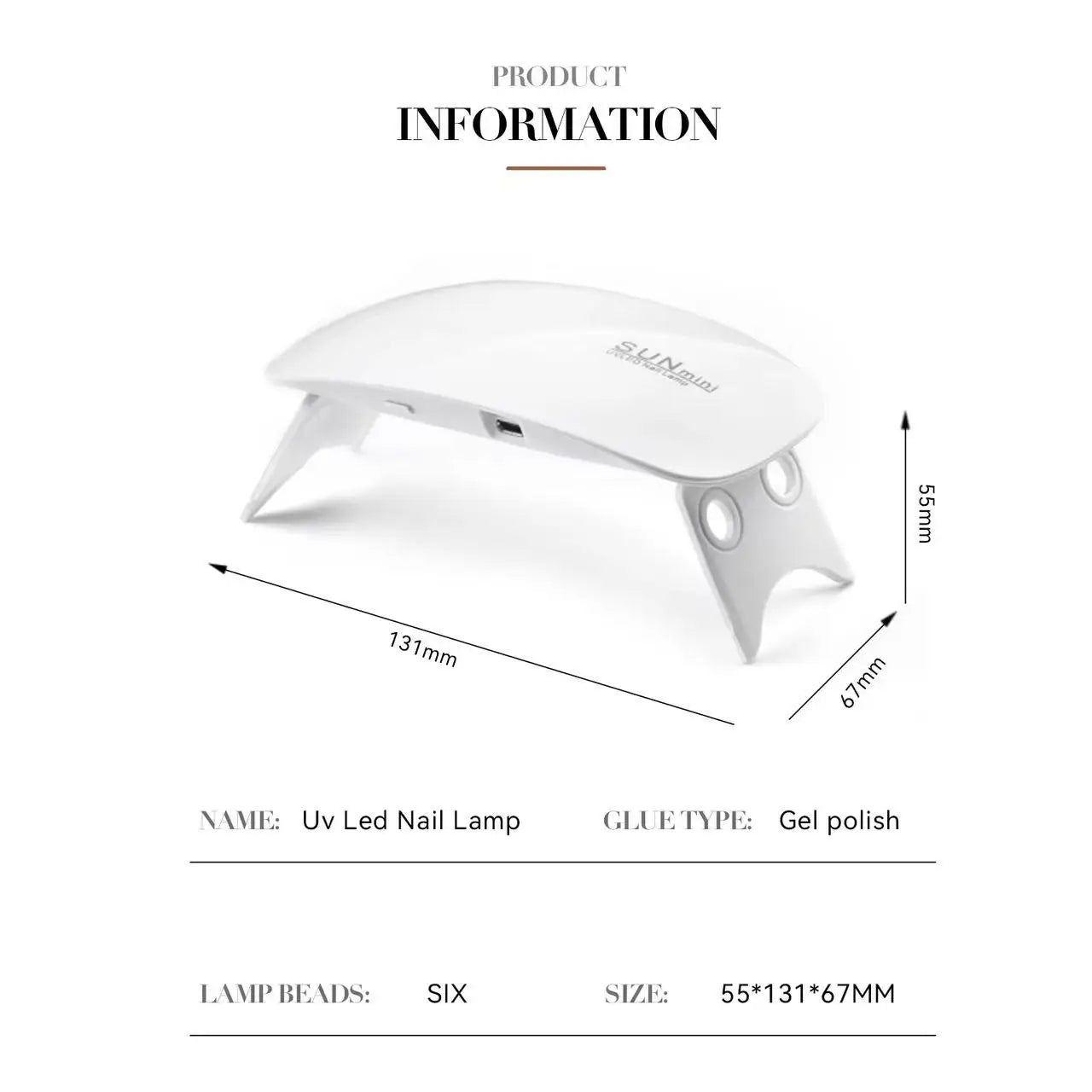 Mini UV LED Nail Lamp 6W for Curing Nail Gel Polish Portable Foldable 120s/60s Timing Manicure Dry Machine Nail Art Drying Tool Tri Light Beauty
