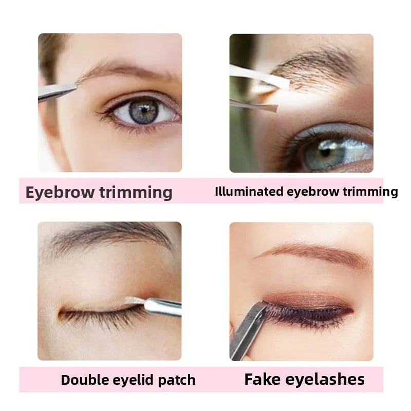 1pcs Hot Sales Portable Stainless Steel Button Cell Smart Design Eyebrow Hair Remove Tweezer with LED Light Makeup Tool LadyShow.Store