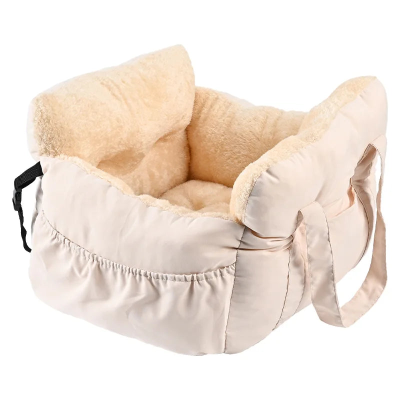 Dog Car Seat with Safety Belt - Non-Slip Pet Car Bed for Small Dogs, Washable Travel Carrier with Secure Straps for Safe Car Pi-Mart