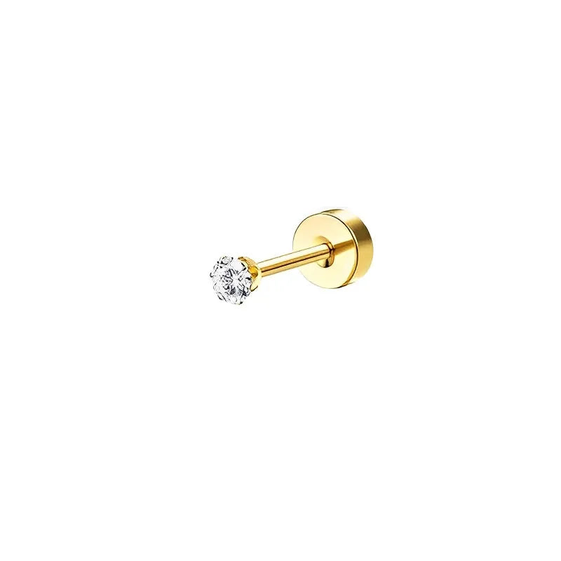 Bobisty 1pc Earrings Surgical Stainless Steel Earrings for Women Dainty Flat Back Earring Stud Hoop Cartilage for Sensitive Ears Pi-Mart