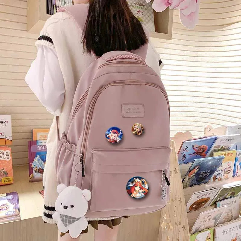 Genshin Impact Game Brooches 58mm Round Button Pins for Backpack Jackets Jewelry Cartoon Cosplay Badge Hutao Zhongli Xiao Badges Pi-Mart