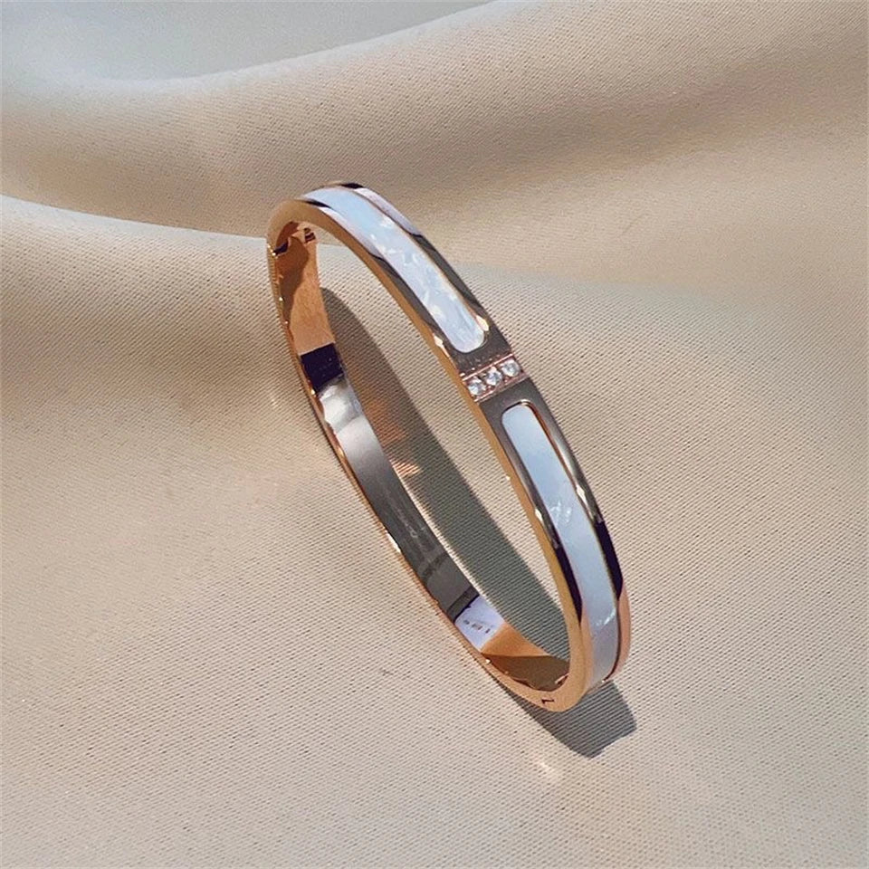 ZAKOL 5/1pcs Sparkling Zirconia Inlaid Stainless Steel Bracelet Set for Women Stackable Bangles Fashion Non Fading Jewelry Gift Pi-Mart