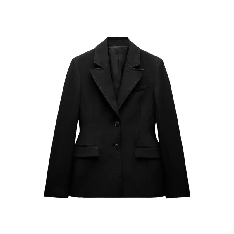 ZW Series Shoulder Padded Slim Fit Suit Jacket for Women ETJ 2025 New Collection with Waist Cinching Design  Casual Suit Jacket LadyShow.Store