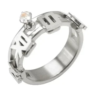 Stainless Steel Ring for Women Inlaid Zircon Rings Waterproof Romantic Fashion Jewelry Pi-Mart