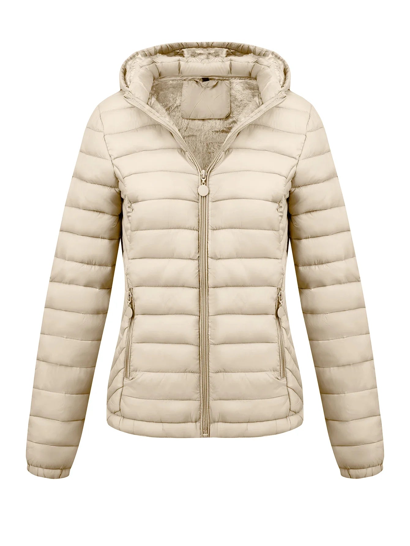 Women's Fashion Winter Padded Coat - Minimalist Hooded Puffer Jacket with Pockets for Fall/Winter LadyShow.Store