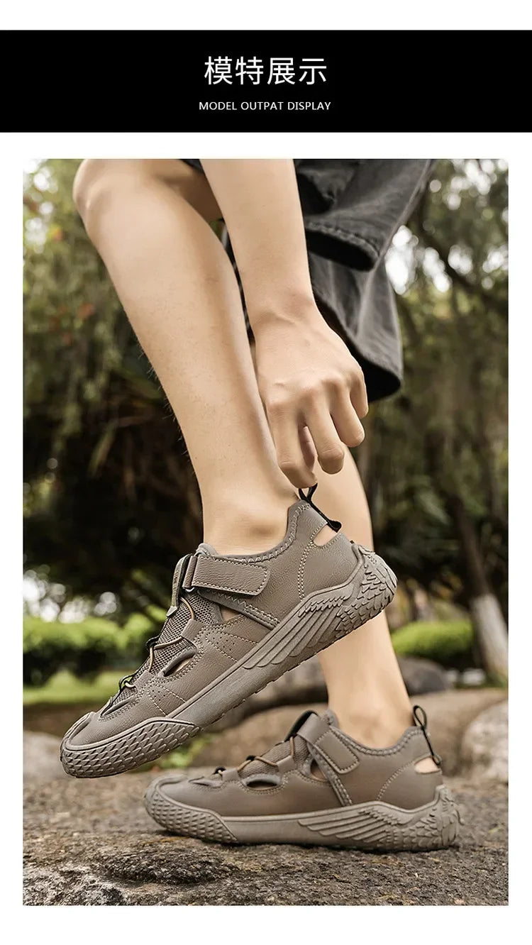 Large Size Sandals for Men, 2026 New Style, Trendy, Versatile, Casual Sports Sandals, Soft-Soled Hollow Beach Shoes for Men Pi-Mart