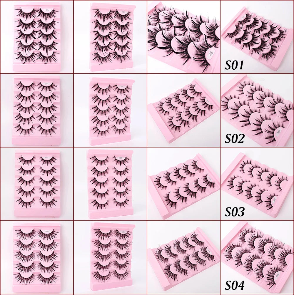 Yiernuo 1/5 Pairs Cosplay Anime Eyelashes Manga Lashes Dramatic Fairy Clusters Lashes Wet Look Lashes Pi-Mart